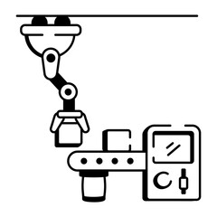 A sketchy style icon of a manufacturing robot
