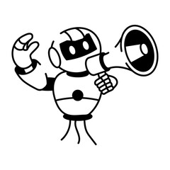 Doodle style icon showing ai marketing strategy
