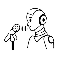 Hand drawn style icon depicting voice recognition technology

