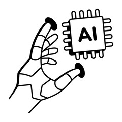 A hand drawn icon depicting embedded ai chip
