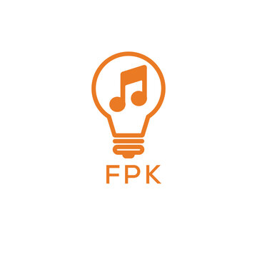 Creative Light Bulb with Music Note Logo Design for Music, Innovation, and Entertainment Branding. FPK Letter Logo.
