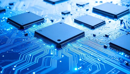 Close-up of circuit board with chips