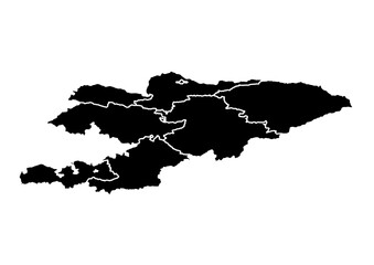 Obraz premium Kyrgyzstan Map Black Detail – Detailed Country Vector Cartography for Prints, Travel, and GIS Projects