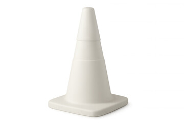 Studio shot of a white traffic cone isolated on a transparent background, ideal for safety and construction-related projects
