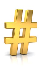 Obraz premium Gold hashtag symbol