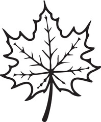Black and White Illustration of a Maple Leaf