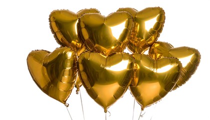 Gold heart balloons cluster