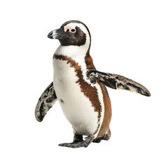 Fototapeta premium Png of A cute African penguin displaying its distinctive markings with its wings outstretched.