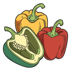 Assortment of Colorful Bell Peppers vegetables food