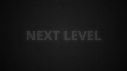  Next Level text message appear on old display. Pixelated text animated on retro monitor with chromatic aberrations. 4k 60 fps Spectacular screen glitch with various kinds of interference, - Powered by Adobe