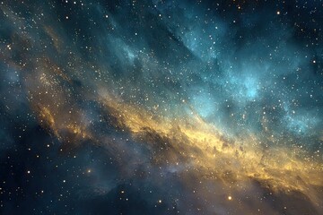 Naklejka premium Cosmic Galaxy in Blue and Gold