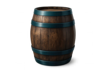 Obraz premium Classic wooden barrel with metal rings, isolated on transparent background, ideal for projects related to wine, beer, or spirits
