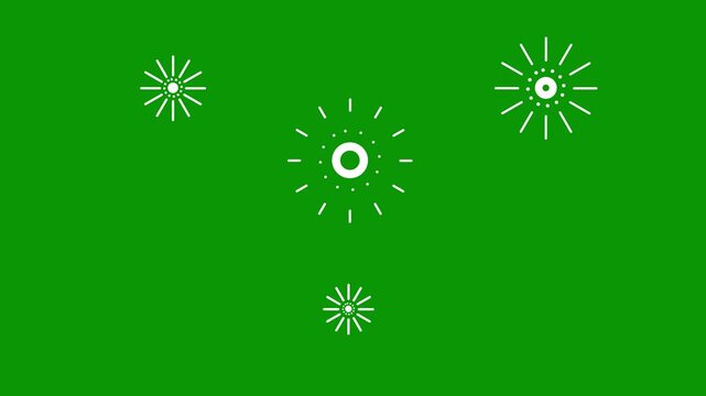 Line shape blast animation, shiny, zig zag horizontal fireworks celebration seamless loop, Effects pop up, line, green screen background, 4K cartoon flat vector random geometric sparkle