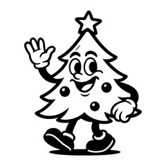 Funny Groovy style Christmas  tree vector