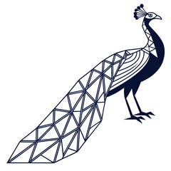 Geometric Low Poly Peacock Vector Illustration