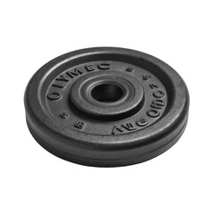 Obraz premium Black Olympic weight plate with raised lettering and beveled edges [Transparent Background PNG].
