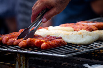 a classic combination from a Taiwanese night market or food stall: grilled sausage and sticky rice sausage
