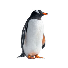 Fototapeta premium Png of A charming Gentoo penguin stands proudly with its striking black and white feathers.