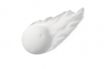 Realistic white comet flying with a bright trail on transparent background, perfect for space and astronomy designs