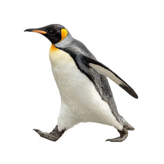 Fototapeta premium Png of A striking emperor penguin waddling with confidence against a clean white background.