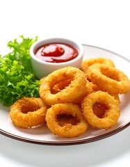 Crispy onion rings on a plate
