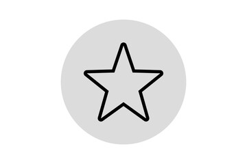 gray circle with white star outline, favorite icon design for business, rating symbol graphic, star bookmark illustration, stock image for ui design, favorite symbol vector, highlight sign for website
