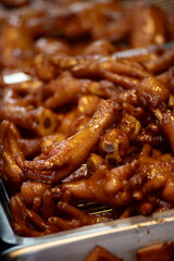 a plate of classic Taiwanese traditional delicacy—braised chicken feet