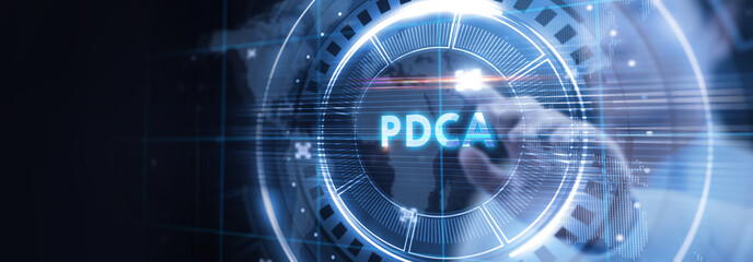 Obraz premium PDCA Plan Do Act Check Business technology concept. Technology, Internet and network concept.
