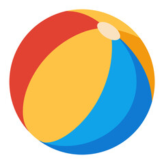 A colorful beach ball with red yellow blue and orange panels isolated on a black background perfect for summer fun