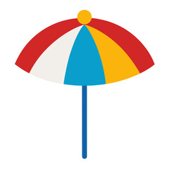 Brightly colored beach umbrella with a blue pole and yellow top against a black background symbolizing summer fun and protection from the sun