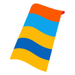 Abstract wavy flag with horizontal stripes of orange blue and yellow on a black background