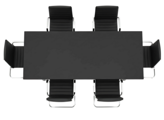 conference table with four chairs isolated on transparent background