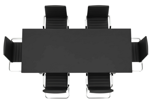 conference table with four chairs isolated on transparent background