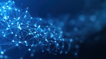 abstract connected dots on bright blue background technology concept no logos no brands ar 169