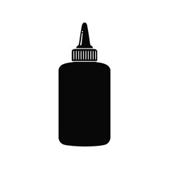 Black glue bottle vector illustration adhesive dispenser craft supply art tool simple icon isolated eps graphic