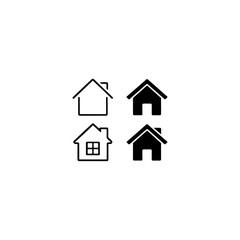 Minimalist black house icons set modern home silhouette vector collection 