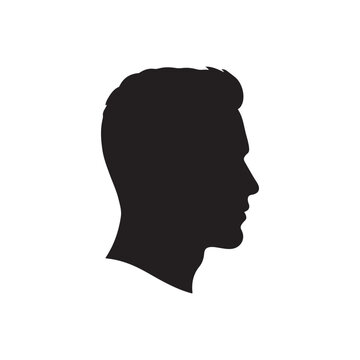 Man head silhouette vetor isolated on white on white back ground