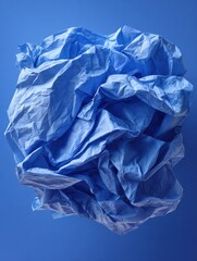 Obraz premium crumpled blue paper texture against transparent backdrop serving graphic design digital artworks creative compositions