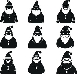 Nine Festive Masked Santa Claus and Elf Icons