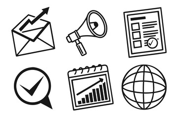 Set of business and marketing icons isolated on white background