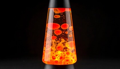 Orange Lava Lamp with Dark Background.