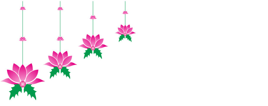 Lotus flower hanging decoration for Vesak, Ganpati & Diwali celebrations, vector image.