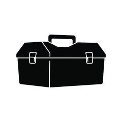 Black toolbox vector illustration metal tool chest workshop equipment mechanic gear repair kit isolated eps graphic