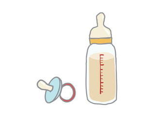 Baby bottle and pacifier illustration