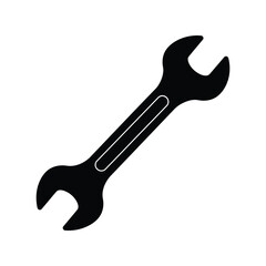 Black wrench vector illustration mechanic tool adjustable spanner workshop equipment repair icon isolated eps graphic