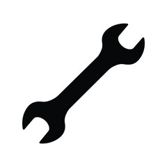 Black wrench silhouette vector illustration adjustable spanner tool mechanic hardware workshop equipment icon isolated eps graphic