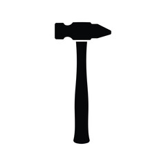 Black hammer silhouette blacksmith tool metalworking equipment carpentry hand tool isolated vector graphic