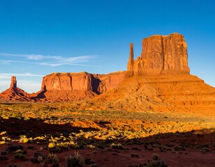 Fototapeta premium Desert buttes bathed in sunrise light