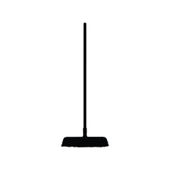 Black broom vector illustration cleaning tool household chore domestic hygiene isolated eps graphic