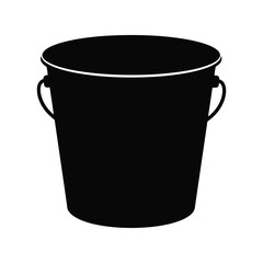 Black metal bucket vector illustration industrial pail cleaning tool gardening container isolated eps graphic